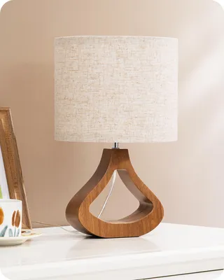 Produktbild von EDISHINE Nachttischlampe Holz,Tischlampe mit E27 Leuchtmittlel, Moderne Tischleuchte Vintage für Wohnzimmer, Schlafzimmer, Landhausstil
