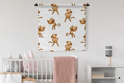 Produktbild von MuchoWow® Wandteppich Wandbehang Dschungel - Design - Affe - Kinder 90x90 cm Tapisserie Dekoration Wandtuch - Wandaufhänger