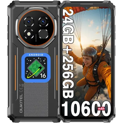 Image de OUKITEL G6 Smartphone Incassable 24Go+256Go 6.52" Telephone Portable Incassable 108MP 10600mAh Android 16 - Orange