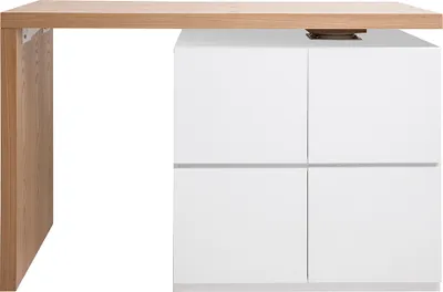 Produktbild von Miliboo - Modularer Stehtisch mit Stauraum in Mattweiß und Eiche H91 cm MAX