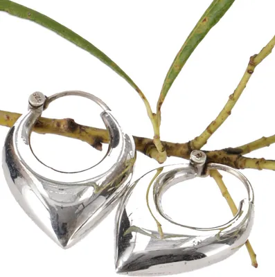 Produktbild von Breite Indische Silbercreolen Creolen, Boho Ohrringe - 2,5*2 cm, Silber-Farben, SterlingSilber, Silberohrringe