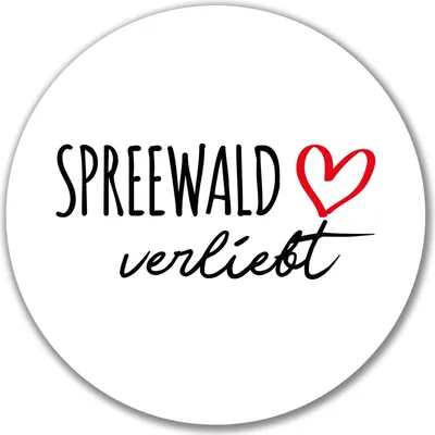 Zdjęcie produktu dla Naklejka „Huuraa – Spreewald się zakochał”, okrągła, 10 cm – pomysł na prezent