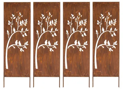 Produktbild von Sichtschutz Metall 4x - 160 x 50 cm - Edelrost - Rostoptik Sichtschutz für Garten - Sichtschutzelement - Sichtschutzwand - Gartendekoration Zaun Rost