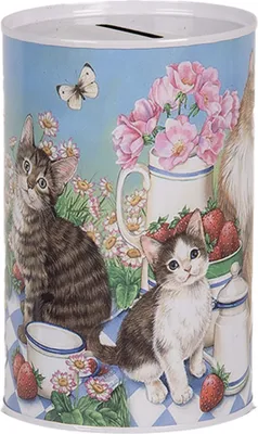 Produktbild von Clayre & Eef Spardosen Ø 8x13 cm Blau Metall Katze