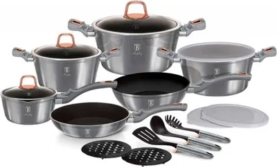 Produktbild von Berlinger Haus Topfset Moonlight 18-teilig 29673
