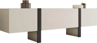Produktbild von MIRJAN24 TV-Schrank 200 3D Tore 01 mit zwei Drehtüren und Klappe, Gasdruckfeder (Farbe: Cashmere / Cashmere + Schwarz)