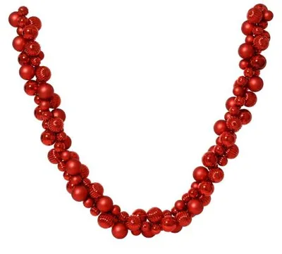 Produktbild von Weihnachtskugel-Girlande | Kunststoff | glänzend–matt Mix | rot | 180 cm