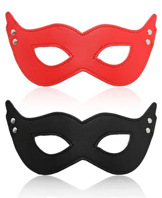 Produktbild von Kunstleder Maskerade Maske - Halloween und Karneval Augenmaske in Schwarz und Rot