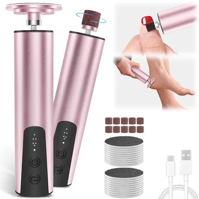 Produktbild von 2-in-1 kabelloser elektrischer Hornhautentferner, 6 Geschwindigkeitsstufen, Aluminium, professionelle Fußpflege, entfernt abgestorbene Haut, rosa