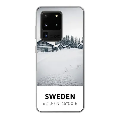 Produktbild von MuchoWow® Handyhülle Schutzhülle Hülle für Samsung Galaxy S20 Ultra Schweden - Schnee - Bäume Silikon Softcase Handy Hülle - Karteninhaber
