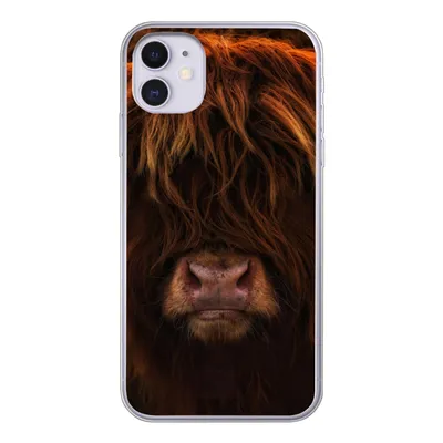 Produktbild von MuchoWow® Handyhülle Schutzhülle Hülle für iPhone 11 Schottischer Highlander - Kuh - Schwarz - Porträt Silikon Softcase Handy Hülle - Handytasche