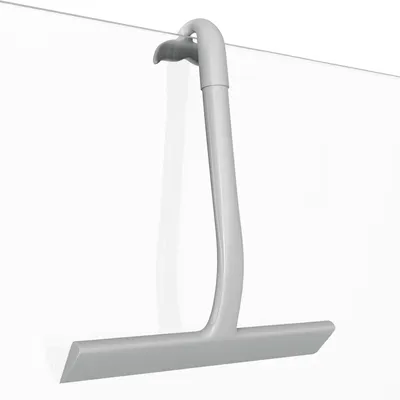 Produktbild von Duschabzieher 23 cm, Silikon, grau, für Duschkabine, ohne Bohren mit integriertem Haken