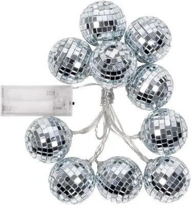 Produktbild von LED Lichterkette mit Discokugel für Party, batteriebetrieben (2 AA-Batterien)