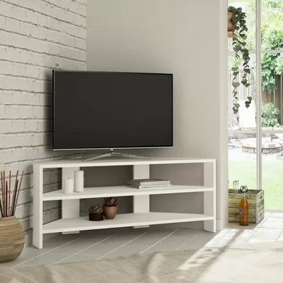 Immagine prodotto di Naypyidaw - Mobile Porta tv, 110x36x45h cm Bianco, 3 Ripiani