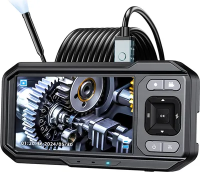 Obrázek produktu pro 1080P kamera pro inspekci kanalizace s 4,5palcovou IPS obrazovkou, endoskopická kamera s LED světlem, 16,4ft polotuhý kabel, vodotěsná foto/video kamera pro kanalizaci IP67 s 32GB TF kartou