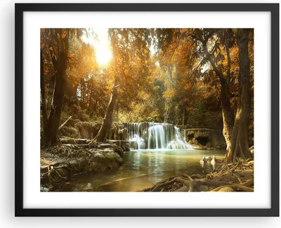 Produktbild von Gerahmtes Poster - Schwarzer Rahmen - Park Wasserfall Wasser - 50x40 cm - Wand Bild - Wanddeko - Wandbilder - Kunstposter - Wandposter - Bilderrahmen - Bilder - Kunstdruck - Wandbild - P2BAA50x40-3789