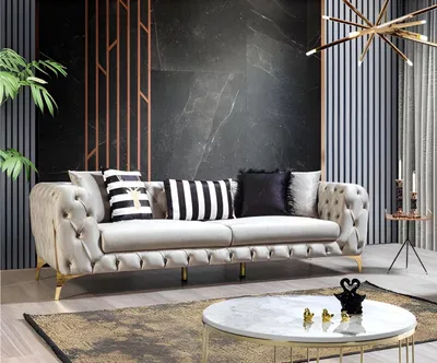 Image de Chesterfield beige clair 3 places alon design canapé