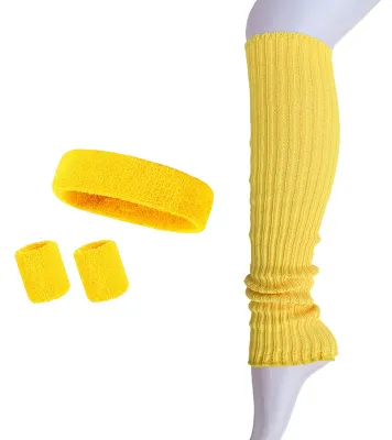 Produktbild von 4-teiliges Set Damen-Stirnband, Armband, Beinstulpen, schweißabsorbierend, Yoga, Pilates, Fitnessstudio, gestrickte Wadenkompressionsärmel, Trainingsaccessoire