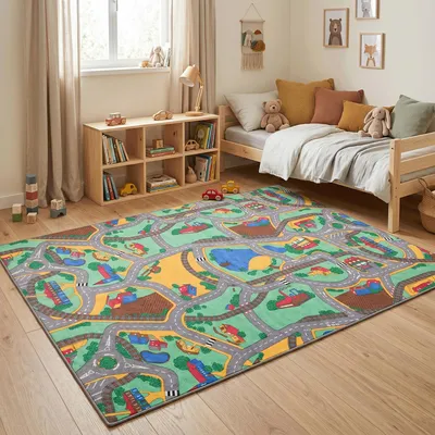 Produktbild von Kinder Spiel Straßenteppich Grün, Größe:300x400 cm