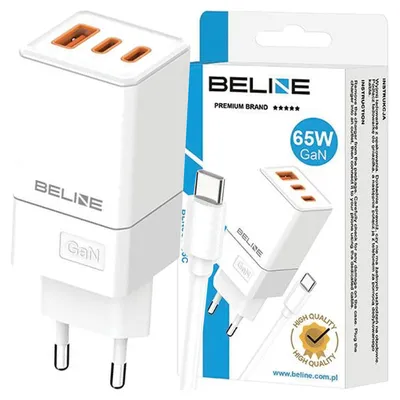 Productafbeelding van Beline oplader 65W GaN, 2x USB-C + USB-A + USB-C kabel
