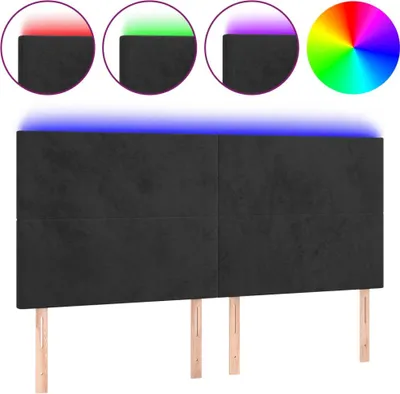 Produktbild von vidaXL LED Kopfteil Schwarz 180x5x118/128 cm Samt