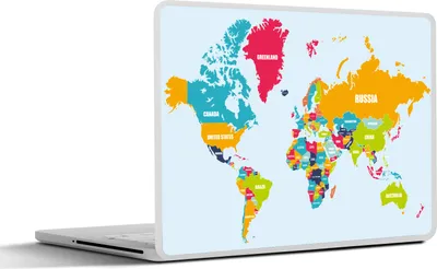 Produktbild von MuchoWow® Laptop Aufkleber Sticker Cover Weltkarte - Farben - Buchstaben - Kinder - Jungen - Mädchen 25x18 cm - Laptop-Deko