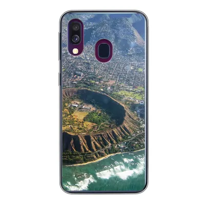 Produktbild von MuchoWow® Handyhülle Schutzhülle Hülle für Samsung Galaxy A40 Ein Luftbild von Honolulu und einem erloschenen Krater auf Hawaii Silikon Softcase Handy Hülle - Handy-Tasche