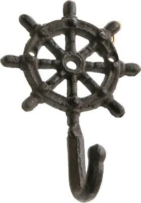 Produktbild von Maritimer Kleiderhaken Steuerrad aus Gusseisen 14 x 9 cm