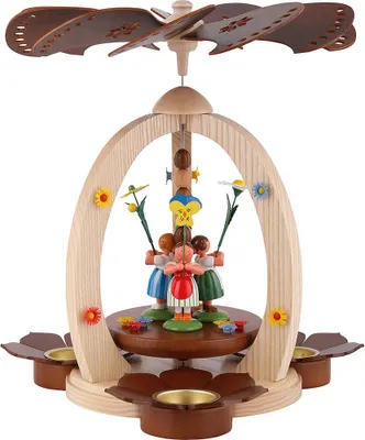 Produktbild von 1-stöckige Pyramide mit Blumenkindern - natur (30cm) von HoDreWa Legler