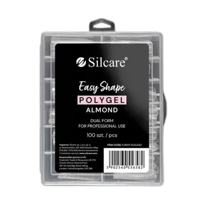 Produktbild von Silcare Easy Shape Polygel Formy do akrylożelu Clear Dual Almond, 100 sztuk