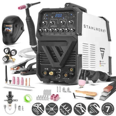 Obrázok produktu pre STAHLWERK zváračka 3 v 1 Combi AC/DC TIG 200 Pulse CUT ST - 200 A, vhodná pre MMA, hliník a tenké plechy, s funkciou 45 A CUT