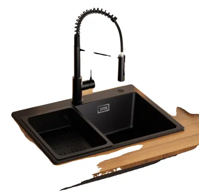 Immagine prodotto di Lavello da cucina, acciaio inox, vasca singola, nero