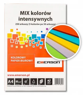 Obrázok produktu pre Emerson, kopírovací papier A4, farebný mix, 80 g, 250 listov, intenzívna kvalita