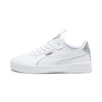 A white Puma sneaker is shown against a white background.