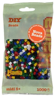 Image de Hama Perles à repasser 190-198 Hama Perles à repassermidi, "Mix 6 couleurs", sachet de 1.000 perles