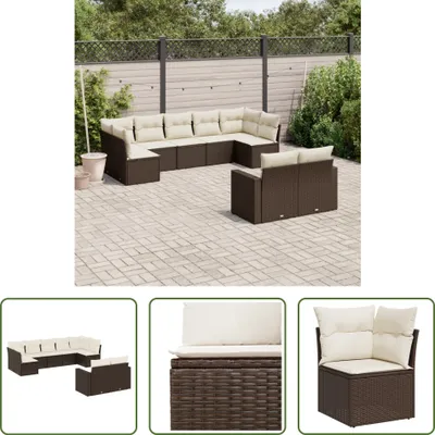 Produktbild von The Living Store 9-tlg. Garten-Sofagarnitur mit Kissen Braun Poly Rattan