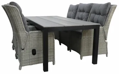 Produktbild von 7-teiliges Gartenset | 6 verstellbare Gartenstühle Dublin | Gartentisch Limasol 225 cm