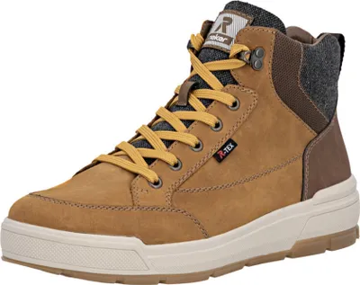 A studio shot of a men's brown boot.