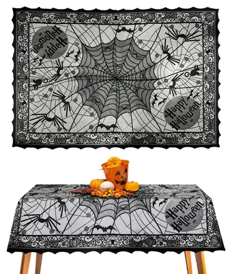 Halloween Tischdecke, Spinnennetz, schwarz, rechteckig, 135x175 cm