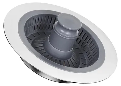 Productafbeelding van Wasbakstop – 3-in-1 pop-up filter van roestvrij staal – afvoersieb voor keukenspoelen – geschikt voor spoeldieptes vanaf 40 mm