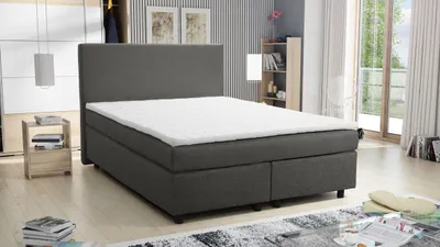 Produktbild von Boxspringbett Hotelbett 140x200 Bonellfederkern Bett mit Topper Paxos 2 grau