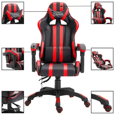 Image de vidaXL Chaise de jeu rouge en similicuir