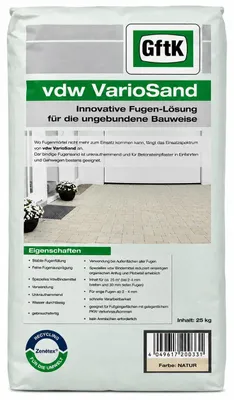 Obrázek produktu pro vdw VarioSand natur, 25 kg: Písek do spár určený pro úzké spáry o šířce 2-4 mm