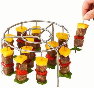 Produktbild von Grillrost für Heißluftfritteuse aus 304 Edelstahl mit 15 Spießen