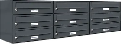 Produktbild von 9er Briefkasten Anthrazit Anlage 9 Fach Wandbriefkasten Postkasten