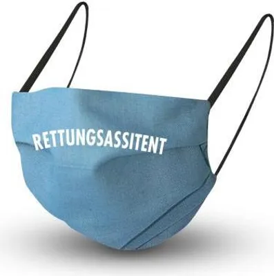 Produktbild von Textil Design Maske mit en Innenvlies - Rettungsassistent - 15814 + Gratiszugabe Color - blau