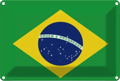 Produktbild von vianmo Blechschild 20x30 cm Brasiliens Brazil Flagge Fahne Wappen