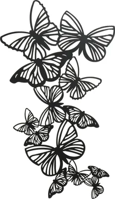 Produktbild von Wandobjekt - Schwarz - 40 x 71 cm - Eisen - Schmetterlinge