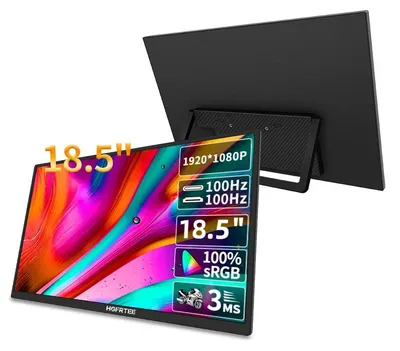 Productafbeelding van Draagbare Monitor 18.5 inch 100Hz Full HD IPS Scherm met USB-C en HDMI voor Gaming en Thuiswerken