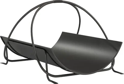 Zdjęcie produktu dla Fortuna Lai Regał na drewno kominkowe do wnętrz 51 x 38 x 33 cm geometryczny regał na drewno kominkowe z metalowym uchwytem, czarny